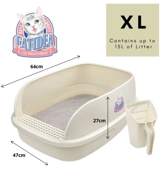 CATIDEA Litter Box - Big Bread Litter Guard Bin Cream Size XL/ 15L