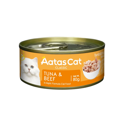 [24 Cans] Aatas Cat Tantalizing Tuna & Beef 80g