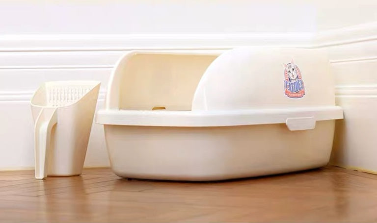 CATIDEA Litter Box - Big Bread Litter Guard Bin Cream Size XL/ 15L