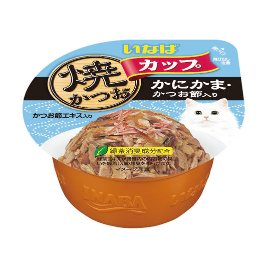 [6 Cups] Ciao Cup Grilled Tuna in Gravy Crab Stick and Sliced Bonito 70g (CII102)