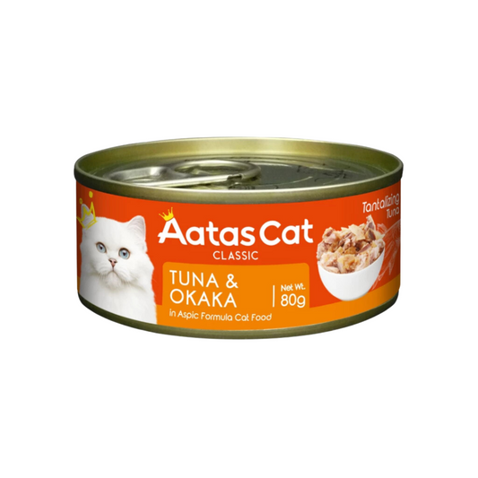 [24 Cans] Aatas Cat Tantalizing Tuna & Okaka 80g