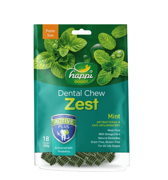 Happi Skippi Zest Mint Dental Chew Petite 150g packaging