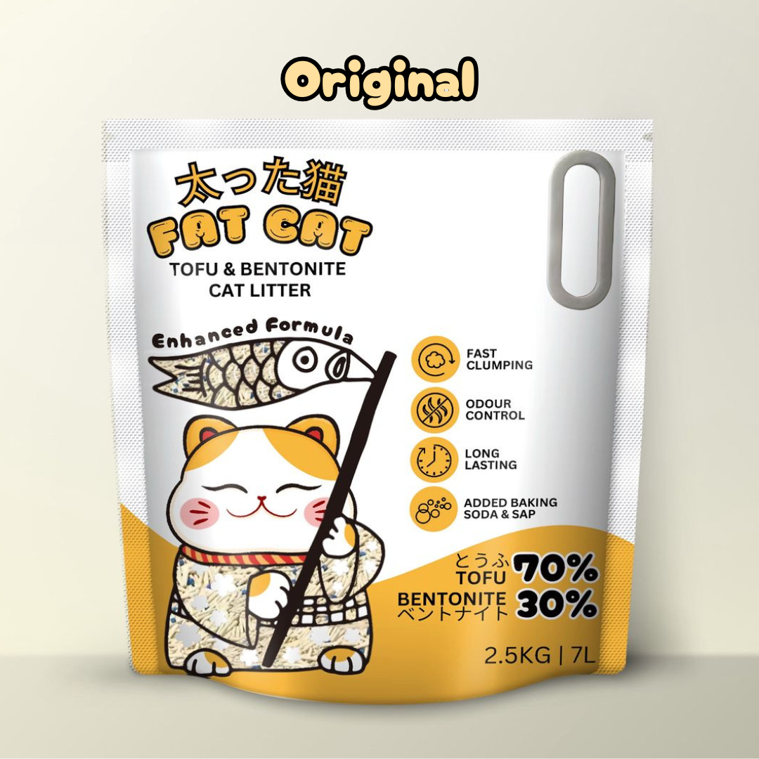 Fat Cat Tofu & Bentonite Original Cat Litter 2.5kg 7L Bag