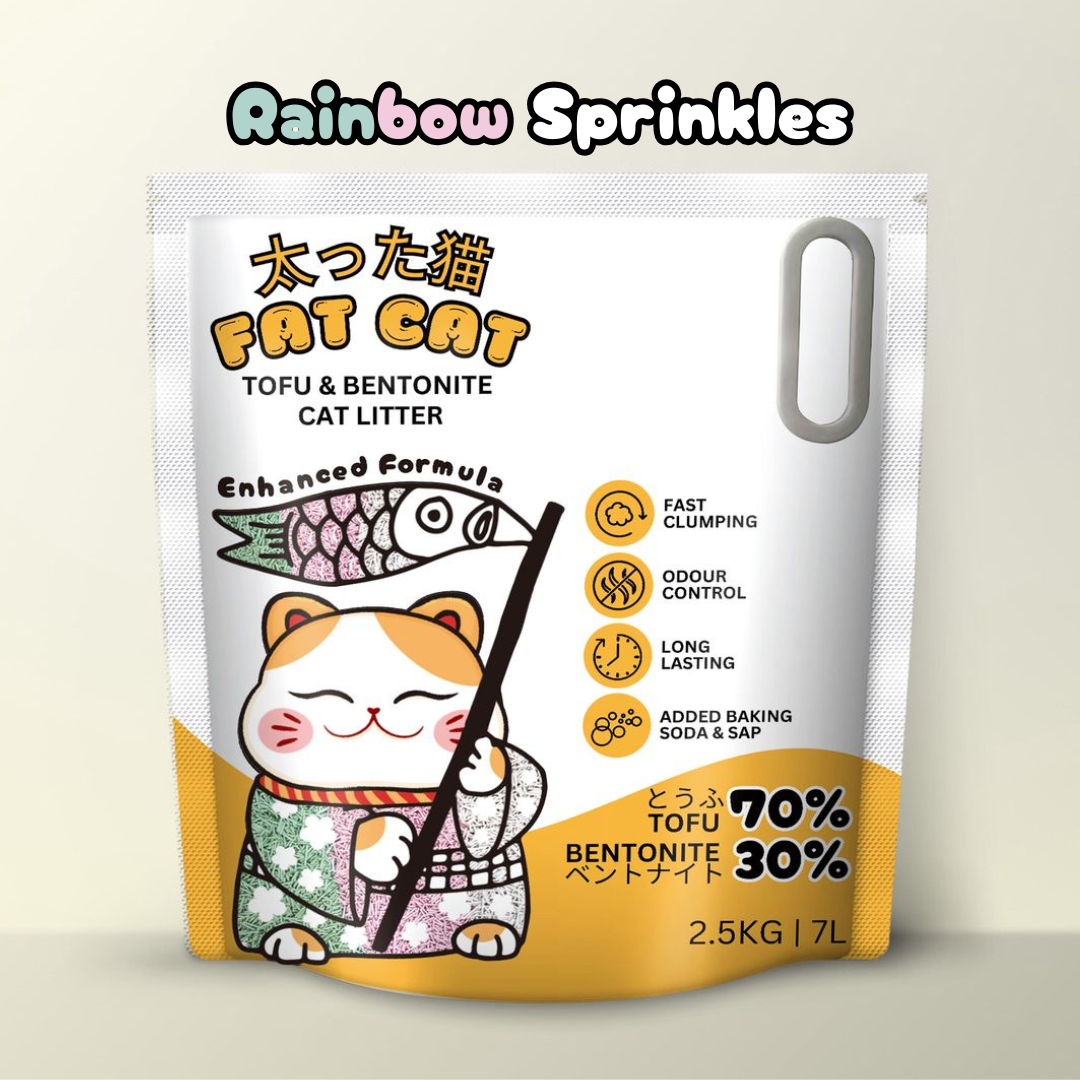 Fat Cat Tofu & Bentonite Rainbow Sprinkles Cat Litter 2.5kg 7L Bag