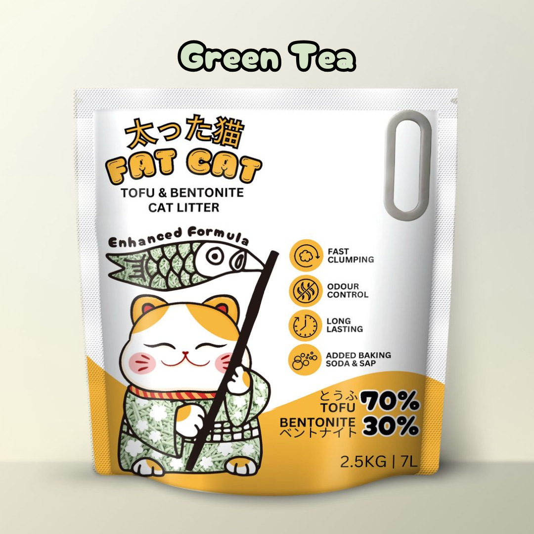 Fat Cat Tofu & Bentonite Green Tea Cat Litter 2.5kg 7L Bag