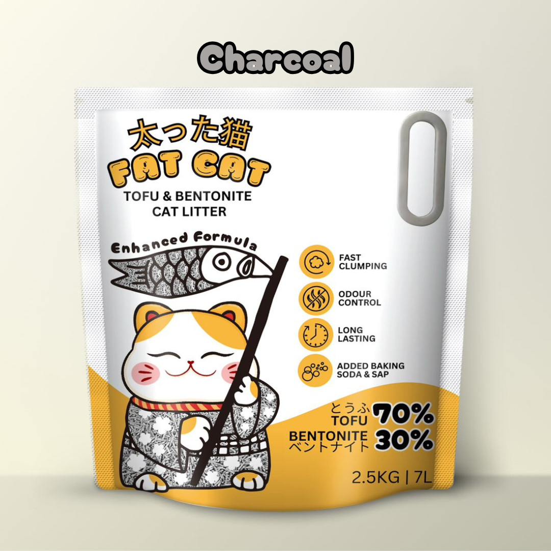 Fat Cat Tofu & Bentonite Charcoal Cat Litter 2.5kg 7L Bag