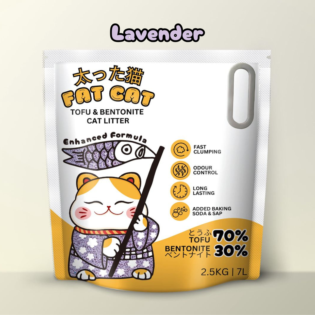 Fat Cat Tofu & Bentonite Lavender Cat Litter 2.5kg 7L Bag