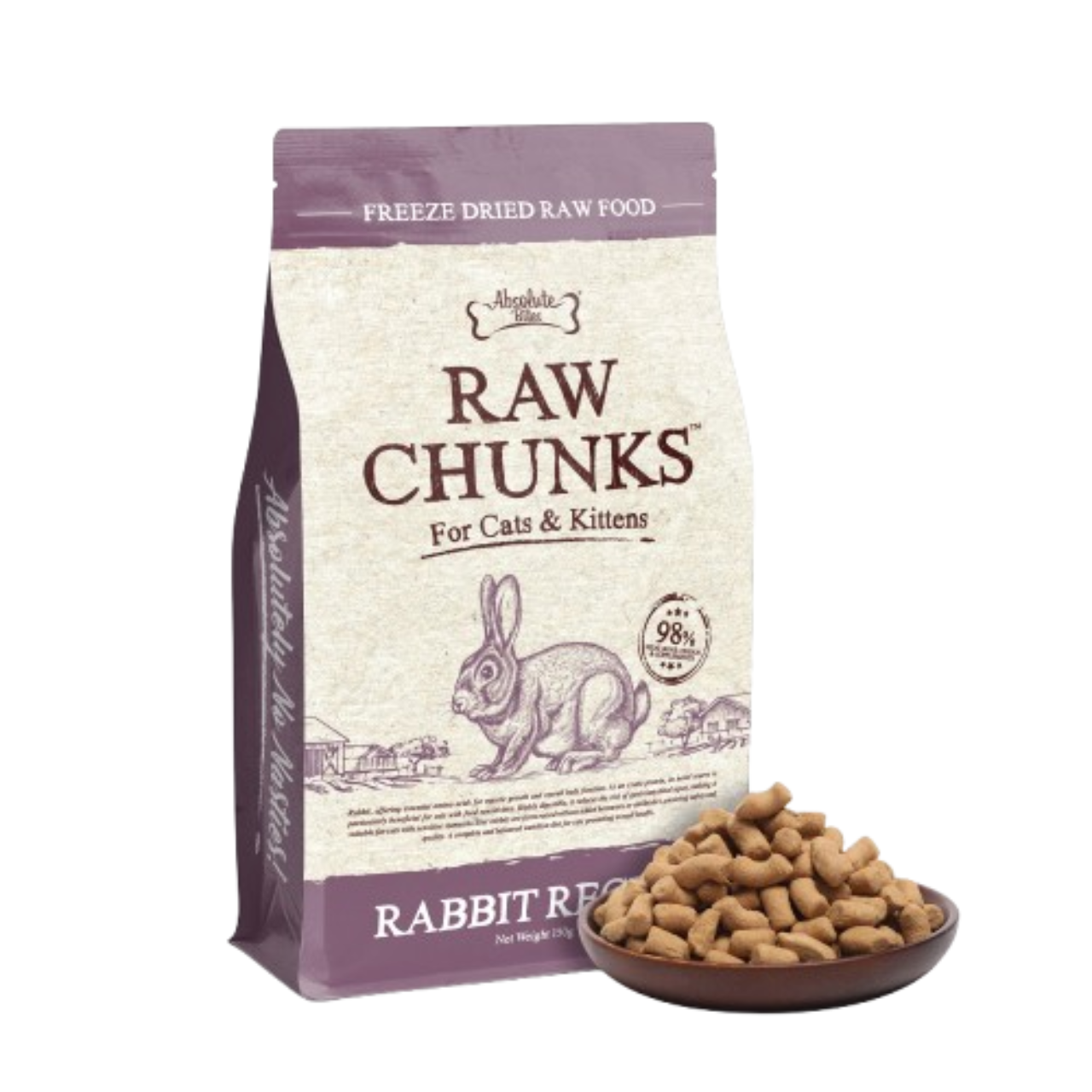 Absolute Bites Freeze Dried Raw Rabbit Chunks 150g