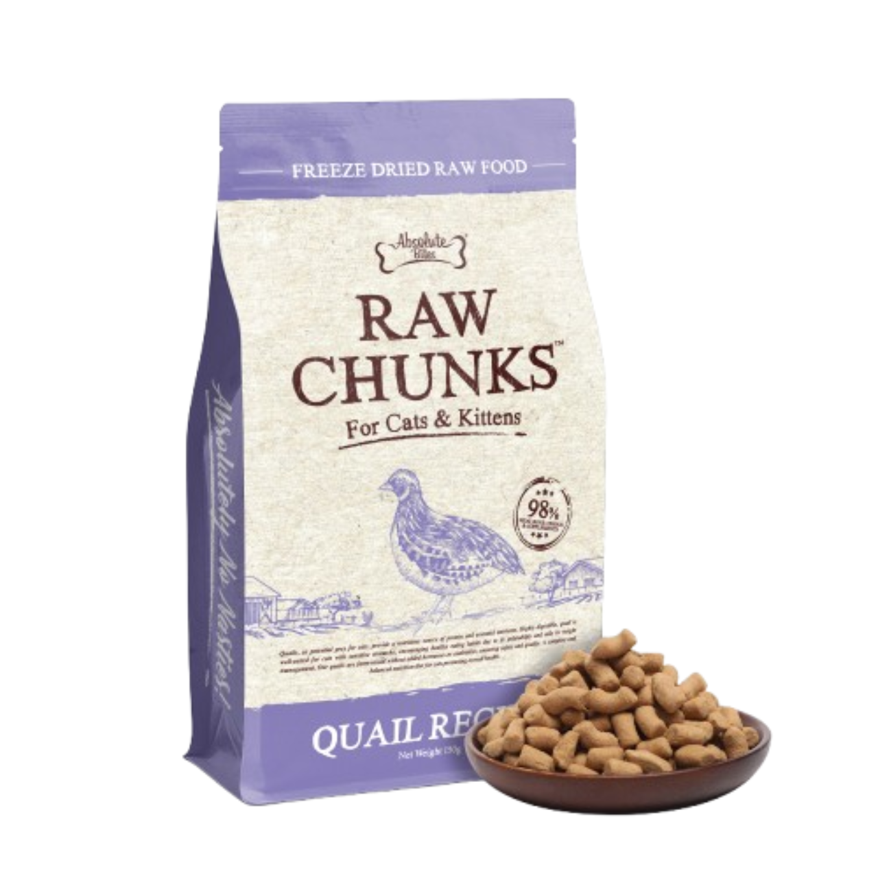 Absolute Bites Freeze Dried Raw Quail Chunks 150g
