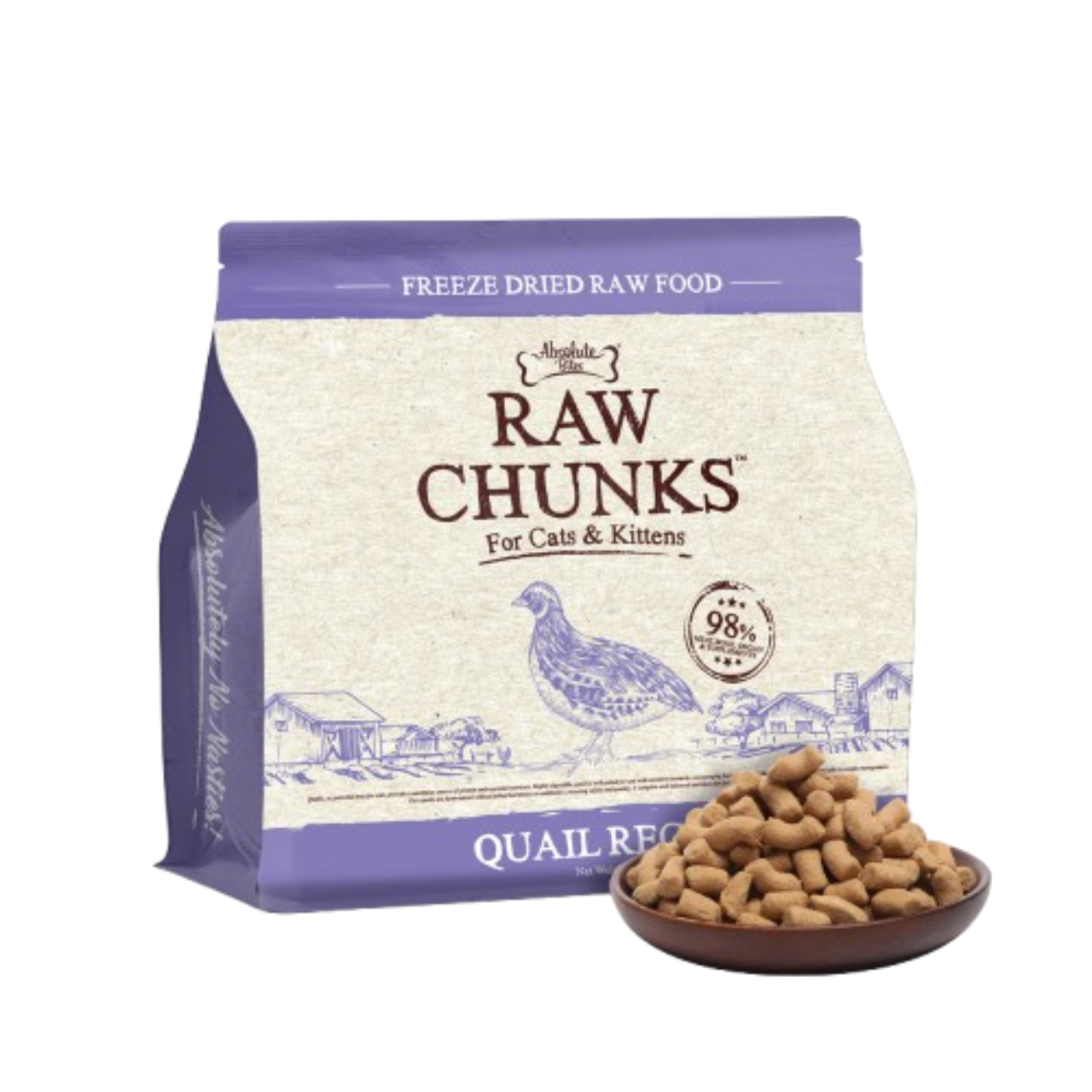 Absolute Bites Freeze Dried Raw Quail Chunks 280g