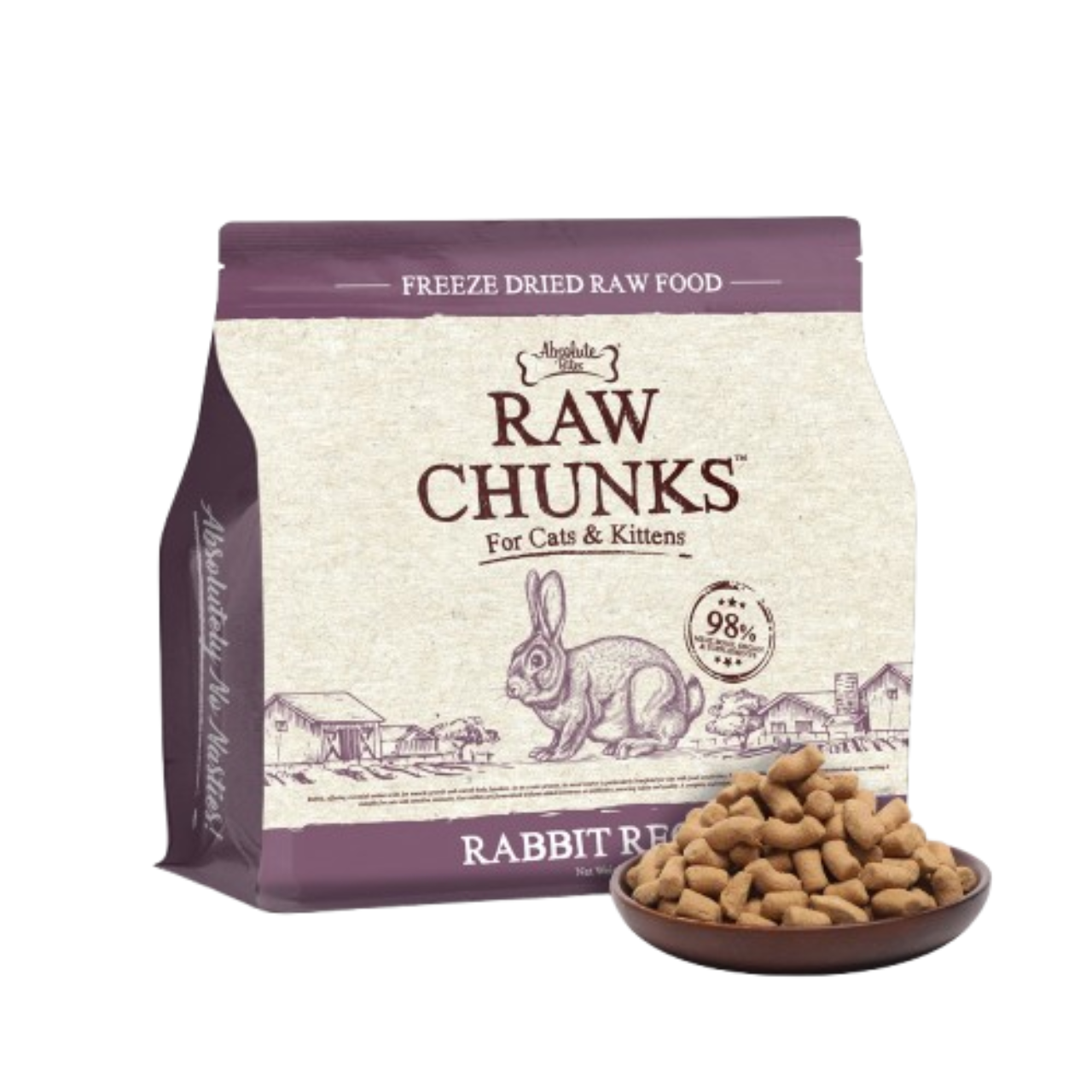 Absolute Bites Freeze Dried Raw Rabbit Chunks 280g