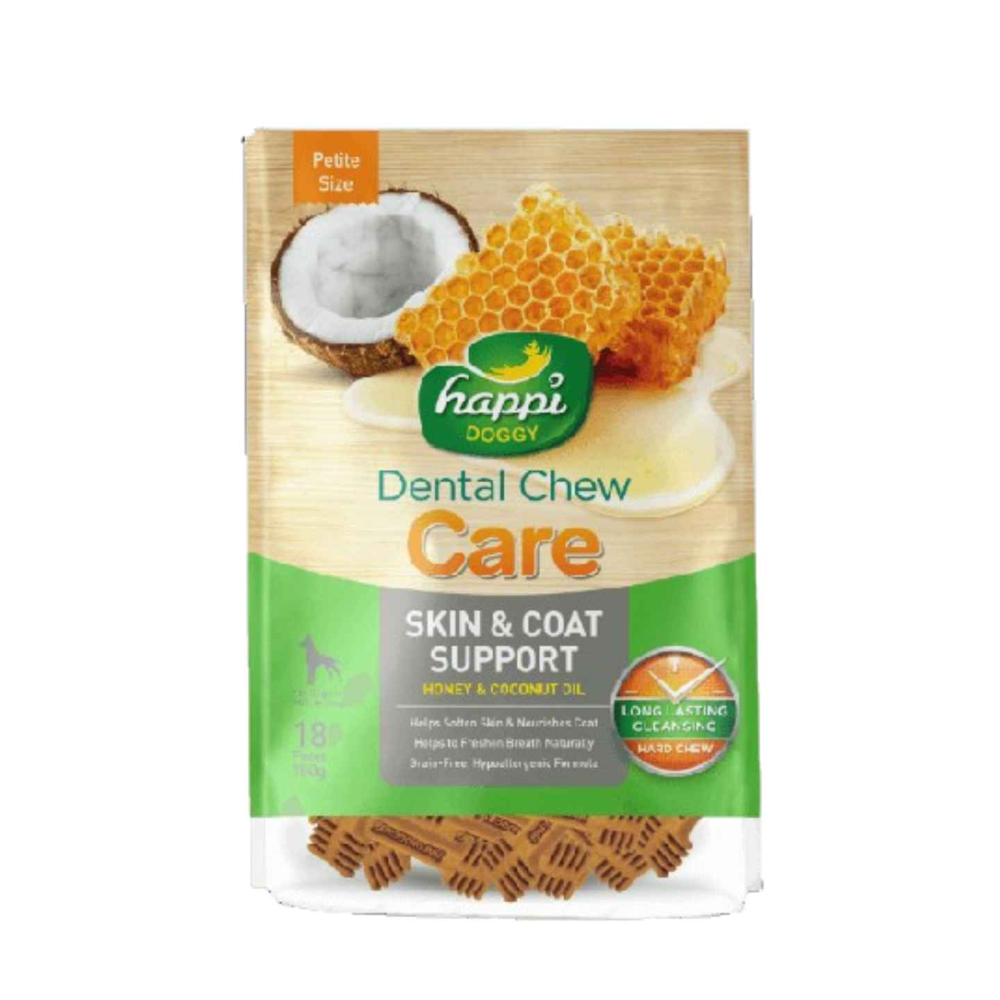 Happi Skippi Skin & Coat Support Honey & Coconut Oil Petite 150g packaging