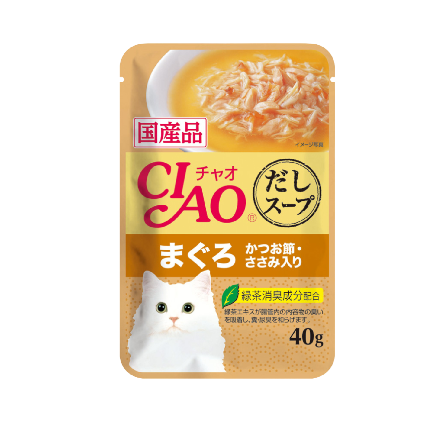 Ciao Clear Soup Pouch Chicken Fillet & Maguro Topping Dried Bonito 40g 16 Pouches