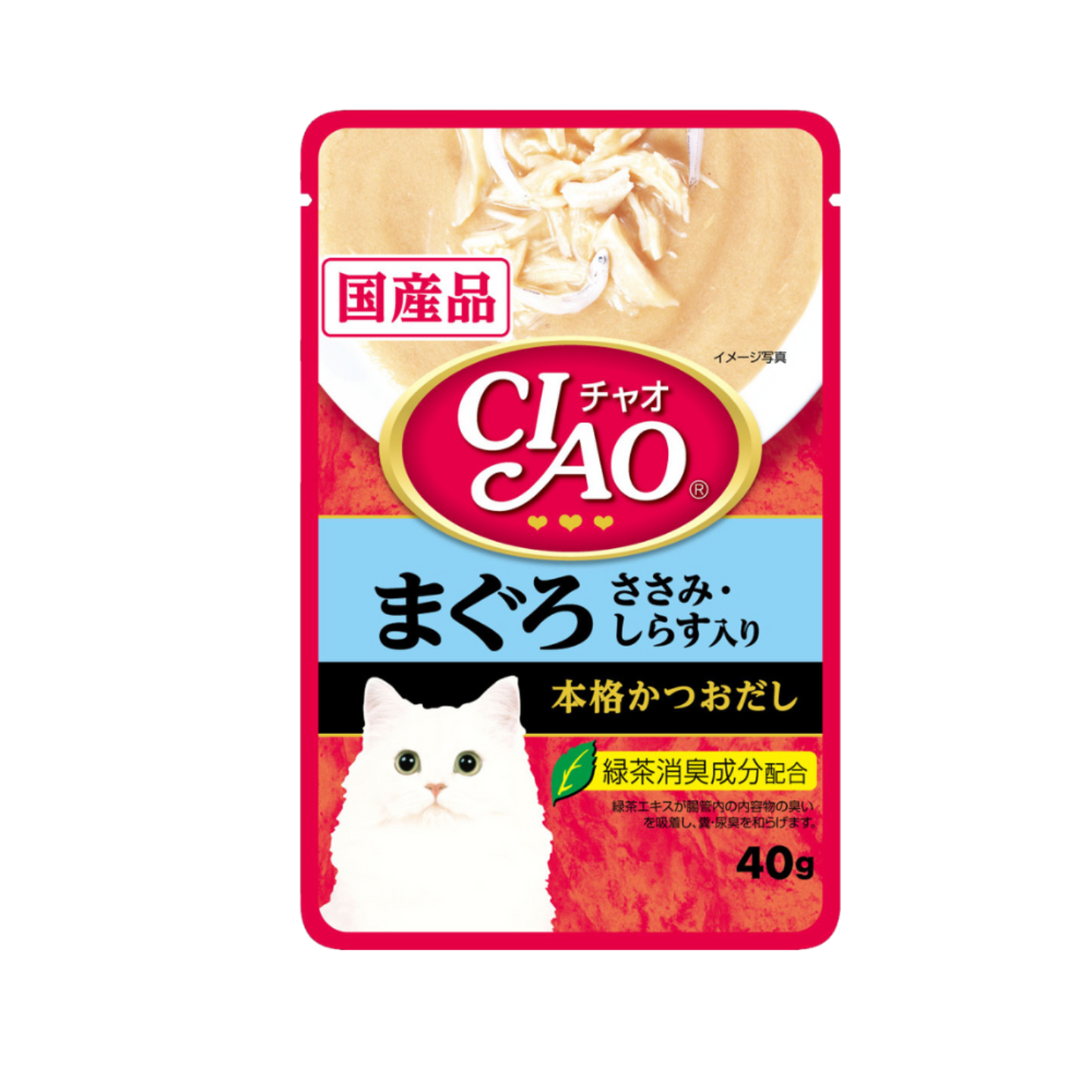Ciao Clear Soup Pouch Tuna (Maguro) & Chicken Fillet Topping Shirasu 40g 16 Pouches