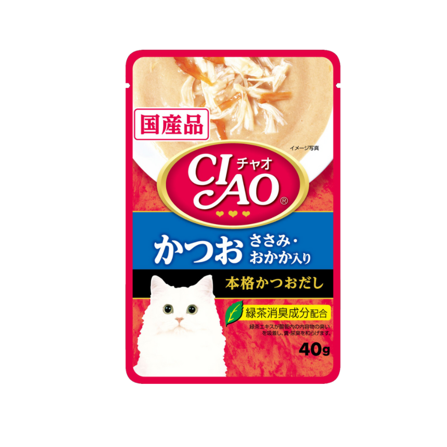 Ciao Creamy Soup Pouch Tuna (Katsuo) & Chicken Fillet Topping Dried Bonito 40g 16 Pouches