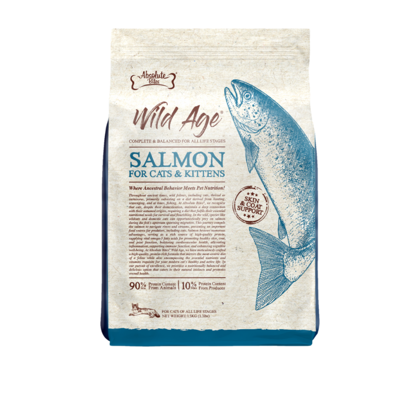 Absolute Bites Wild Age Salmon Freeze Dried Raw Cat Food 3.3lbs