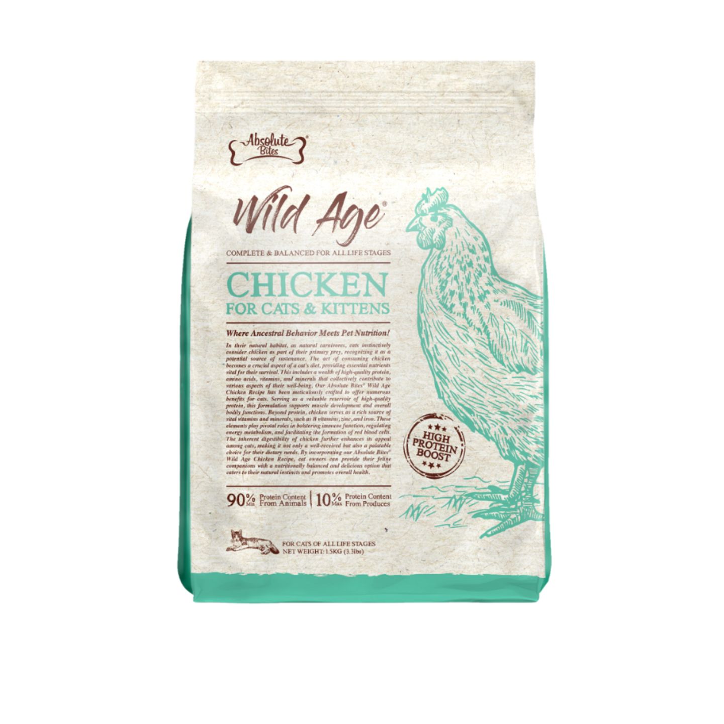 Absolute Bites Wild Age Chicken Dry Cat Food 3.3lbs