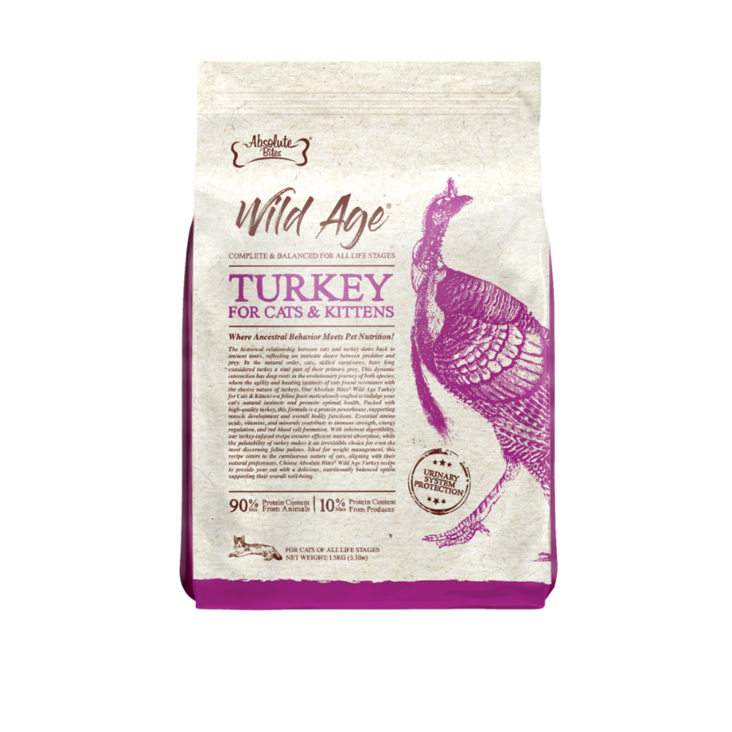 Absolute Bites Wild Age Turkey Dry Cat Food 3.3lbs