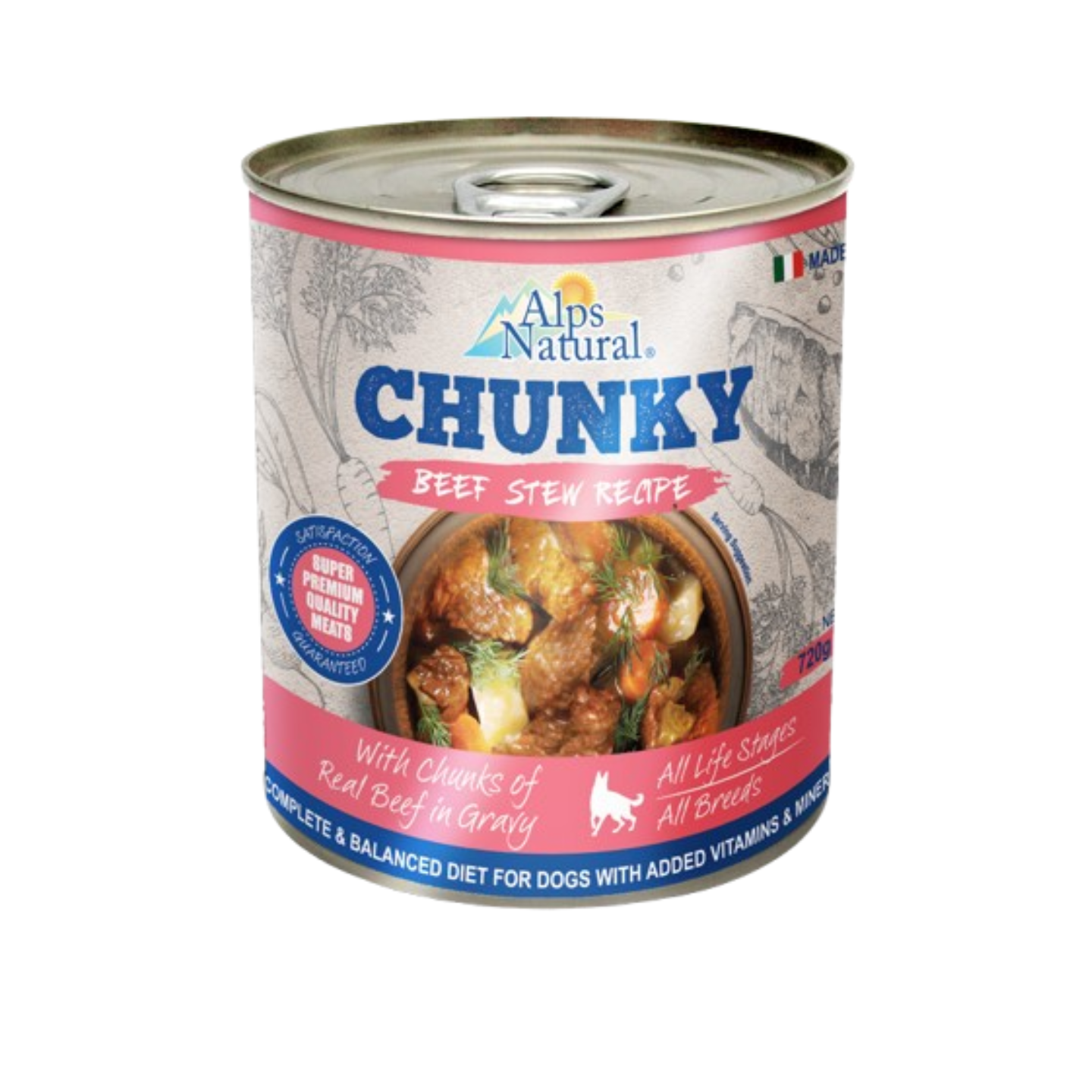 Alps Natural Chunky Beef Stew Recipe Wet Dog Food 720g
