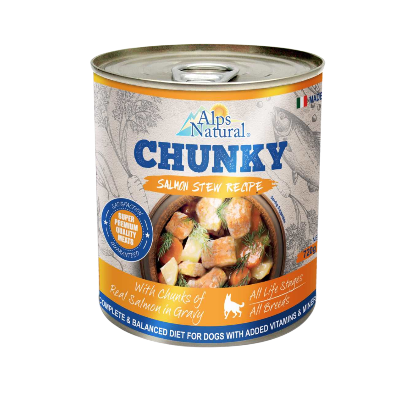 Alps Natural Chunky Salmon Stew Recipe Wet Dog Food 720g