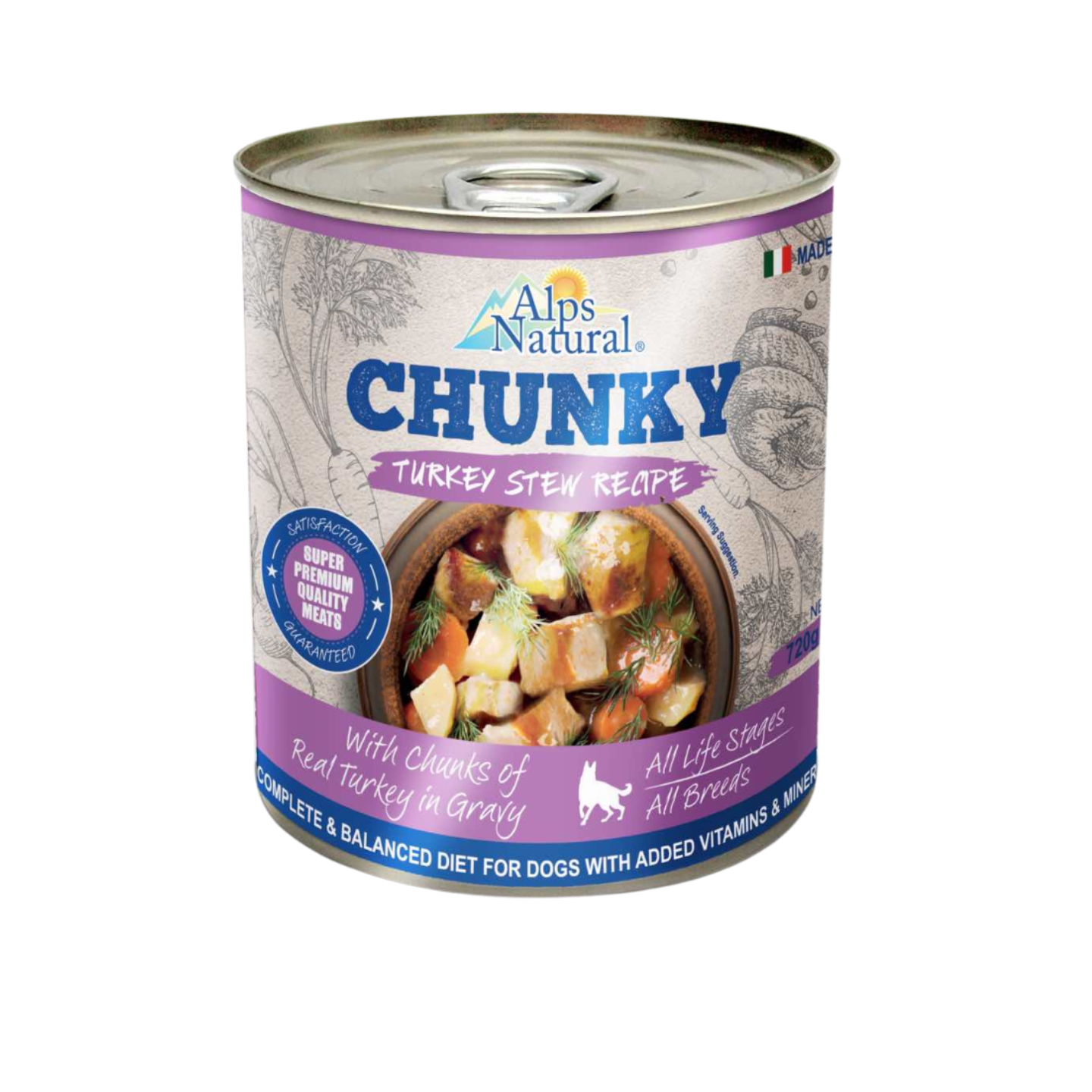 Alps Natural Chunky Turkey Stew Recipe Wet Dog Food 720g