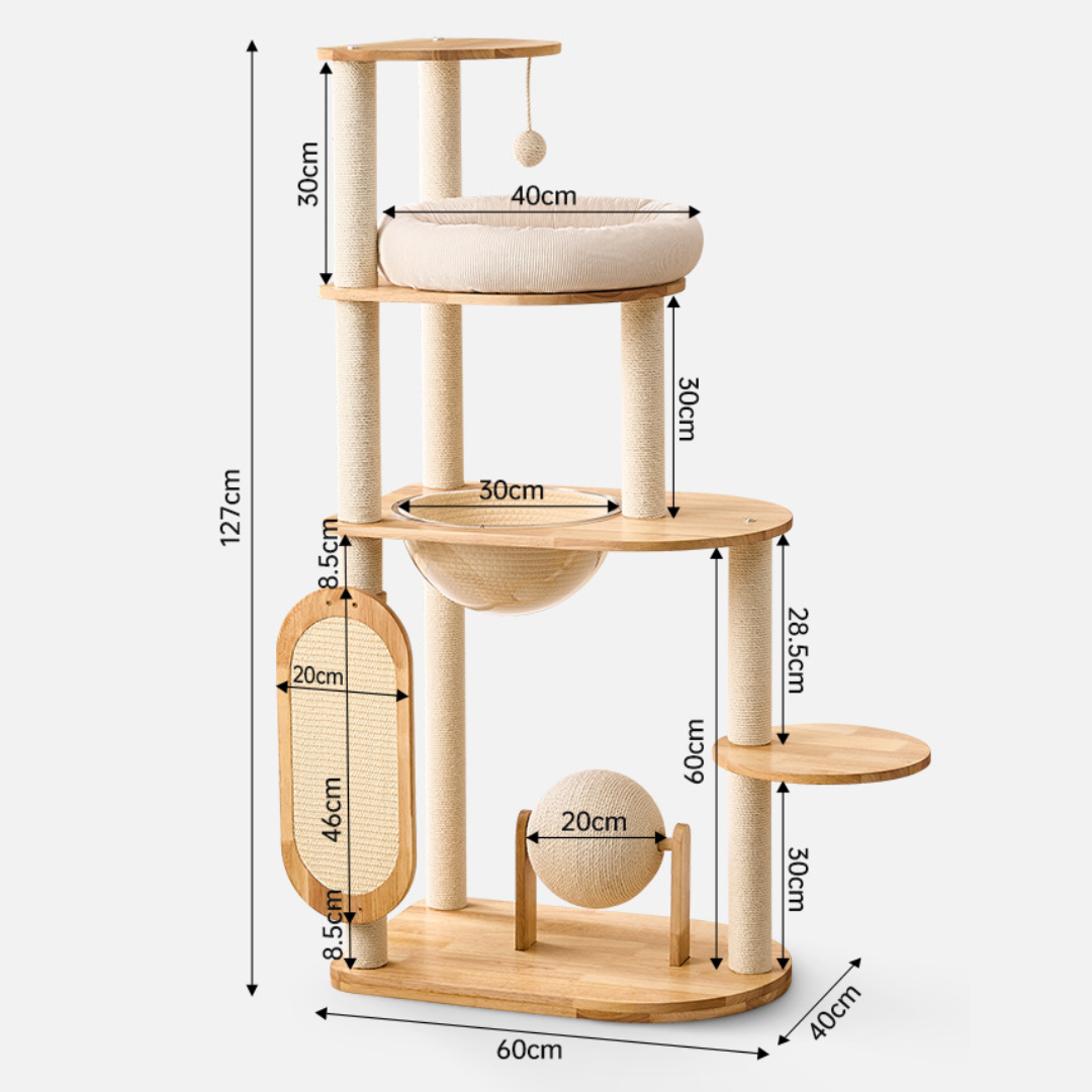 127cm Nova Signature Solid Wood Modular Cat Frame & Tower
