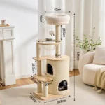 Aura Cozy Loft Solid Wood Cat Tower – 134cm