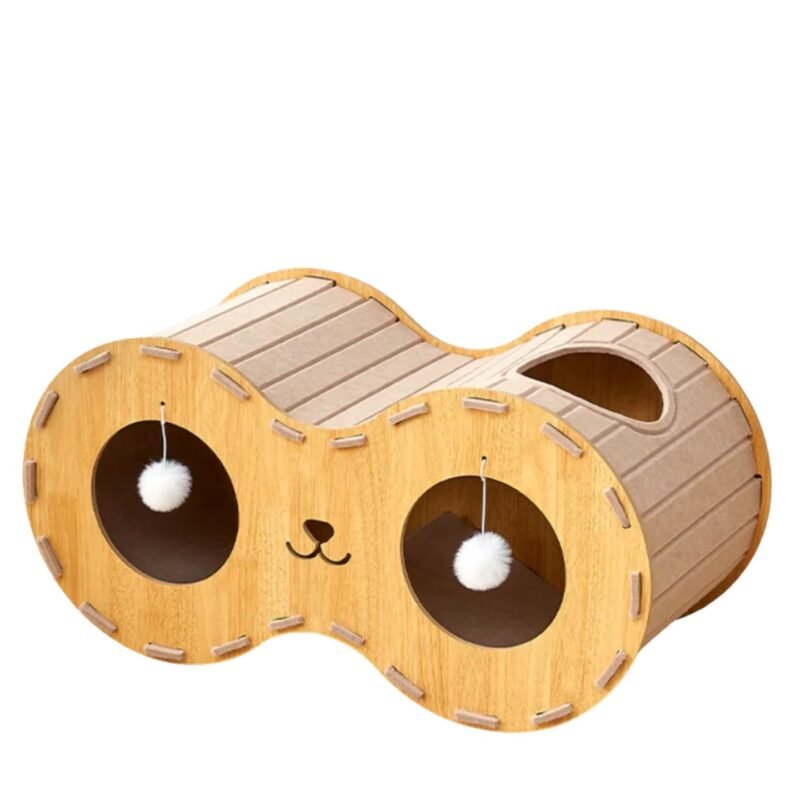 Cream Felt Cat House – Super Large Telescope Design with Scratcher & Hideaway Bed
