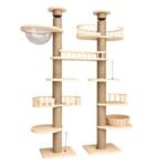 Double Column Luxury Solid Wood Ceiling Cat Condo With Space Capsule