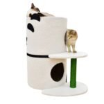 Double-Story Panda Cat Condo & Scratch Post Tree