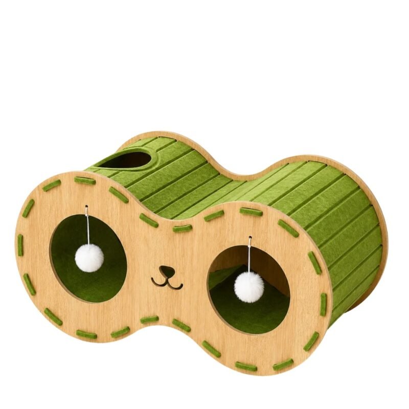 Green Felt Cat House – Super Large Telescope Design with Scratcher & Hideaway Bed