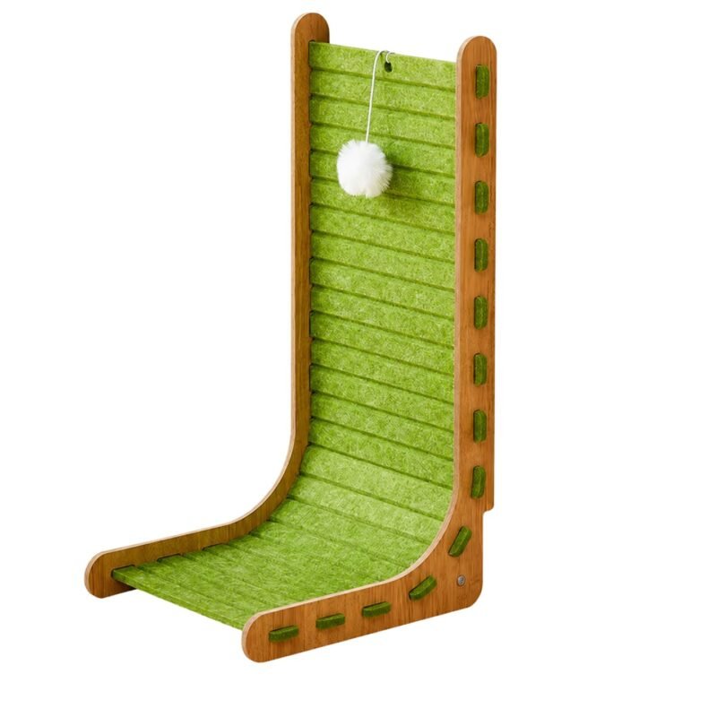 Green L-Shaped Felt Cat Scratch Board – Wear-Resistant Vertical Cat Scratcher Toy