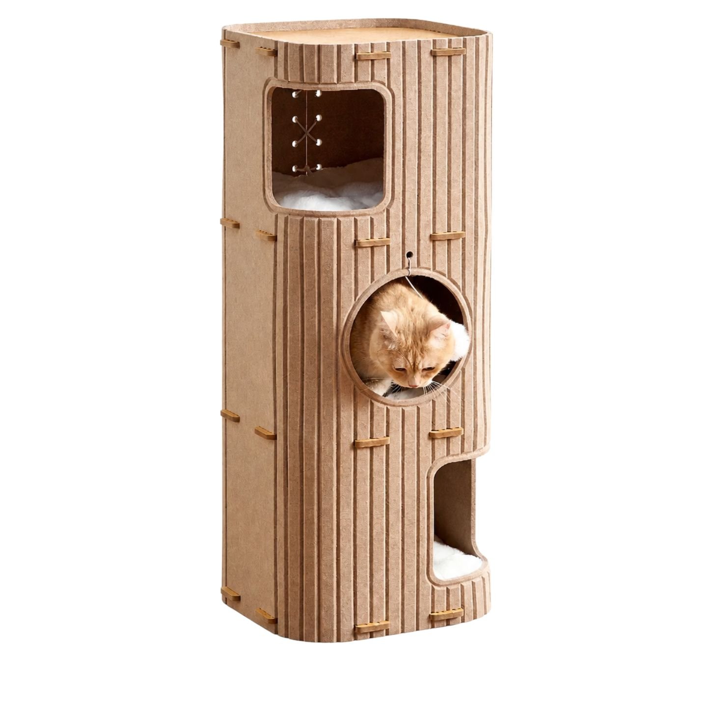 Latte Square 3-Layer Multi-Level Cat House – Premium Hard Felt Climbing Frame with Scratching Board Latte Square 3-Layer Multi-Level Cat House – Premium Hard Felt Climbing Frame with Scratching Board