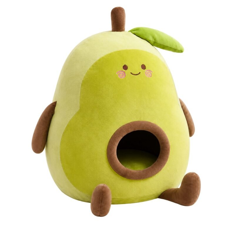 Avocado Plush Cat House Cozy Semi Closed Cat Bed
