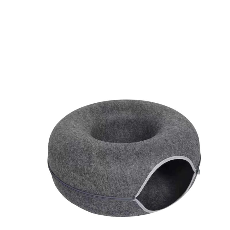 2-in-1-cat-tunnel-felt-donut-bed-dark-grey-s