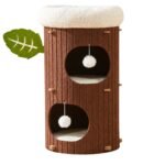 Latte Tree 2-Layer Multi-Level Cat House – Premium Hard Felt Cat Tunnel, Scratching Board & Nest