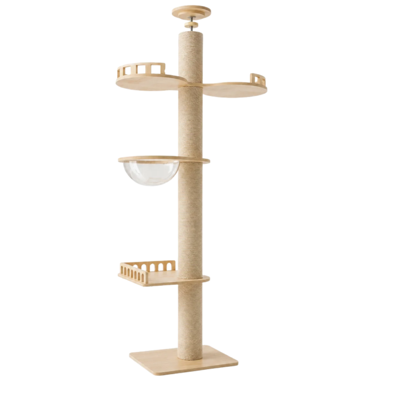 Solid Wood Ceiling Cat Condo A (250–270cm) with Space Capsule