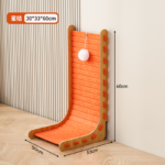 Orange L-Shaped Felt Cat Scratch Board – Wear-Resistant Vertical Cat Scratcher Toy