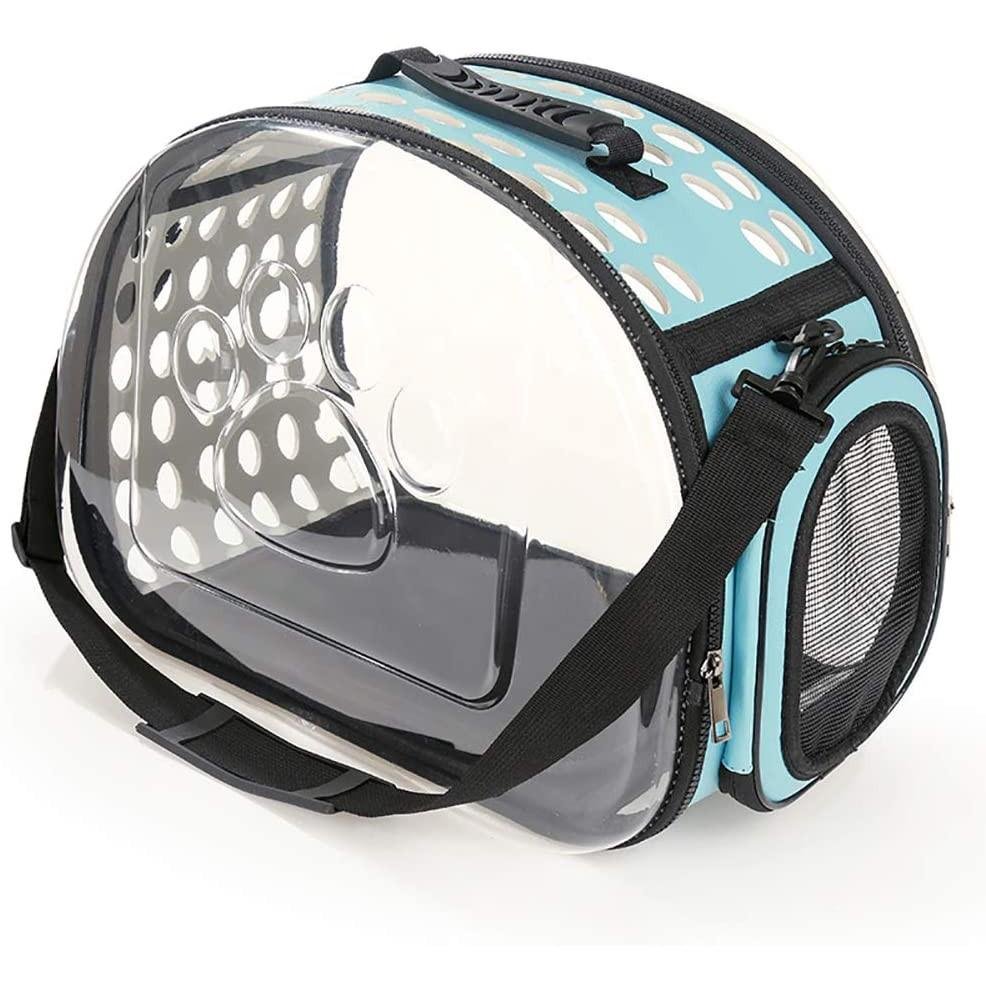 Transparent Sling Pet Carrier (Blue) – Foldable Travel Bag for Pets