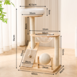 Solid Wood Cat Playground – Cat Tree, Condo & Scratching House – 96 cm
