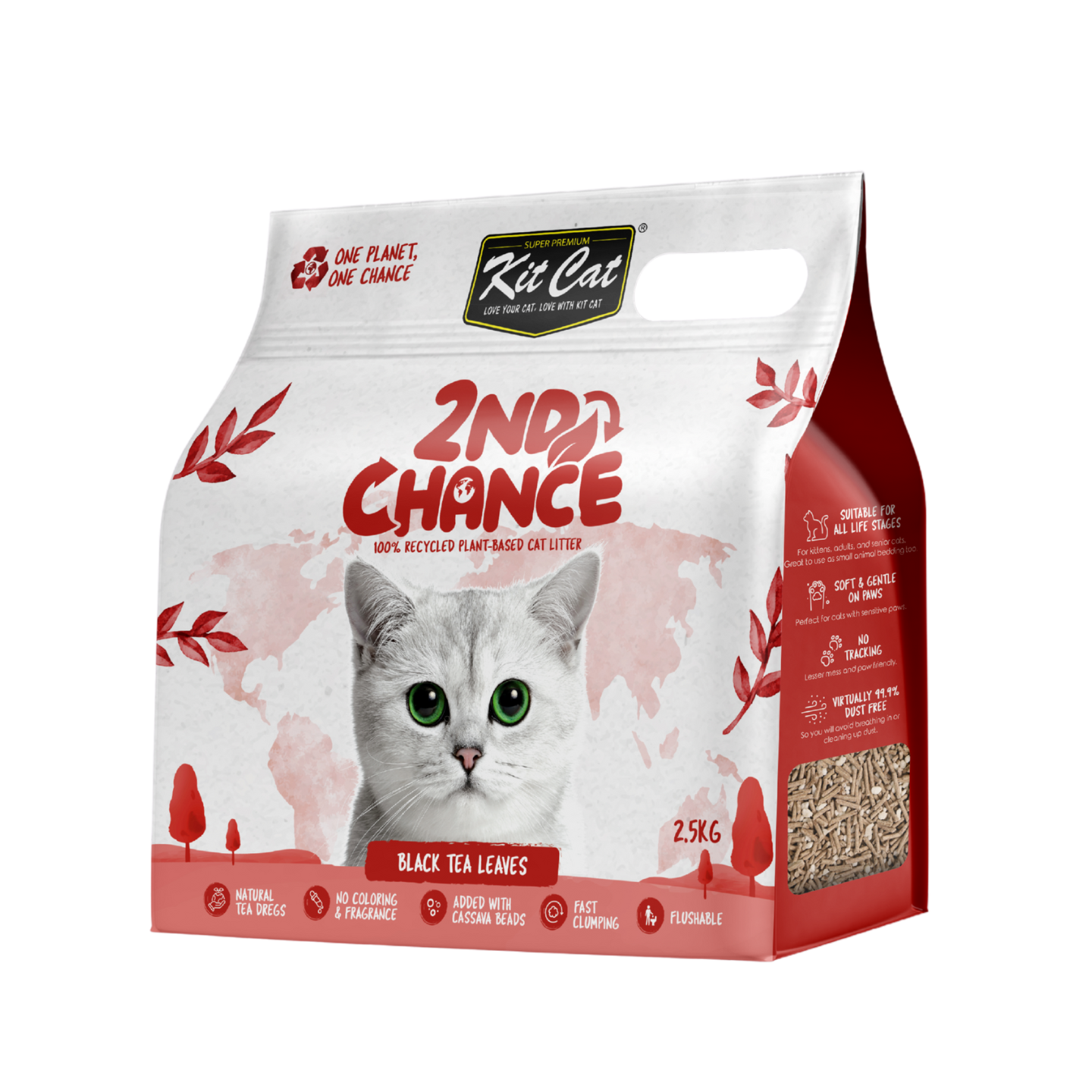[6 Packs] Kit Cat 2nd Chance Black Tea Leaves Cat Litter (2.5kg)