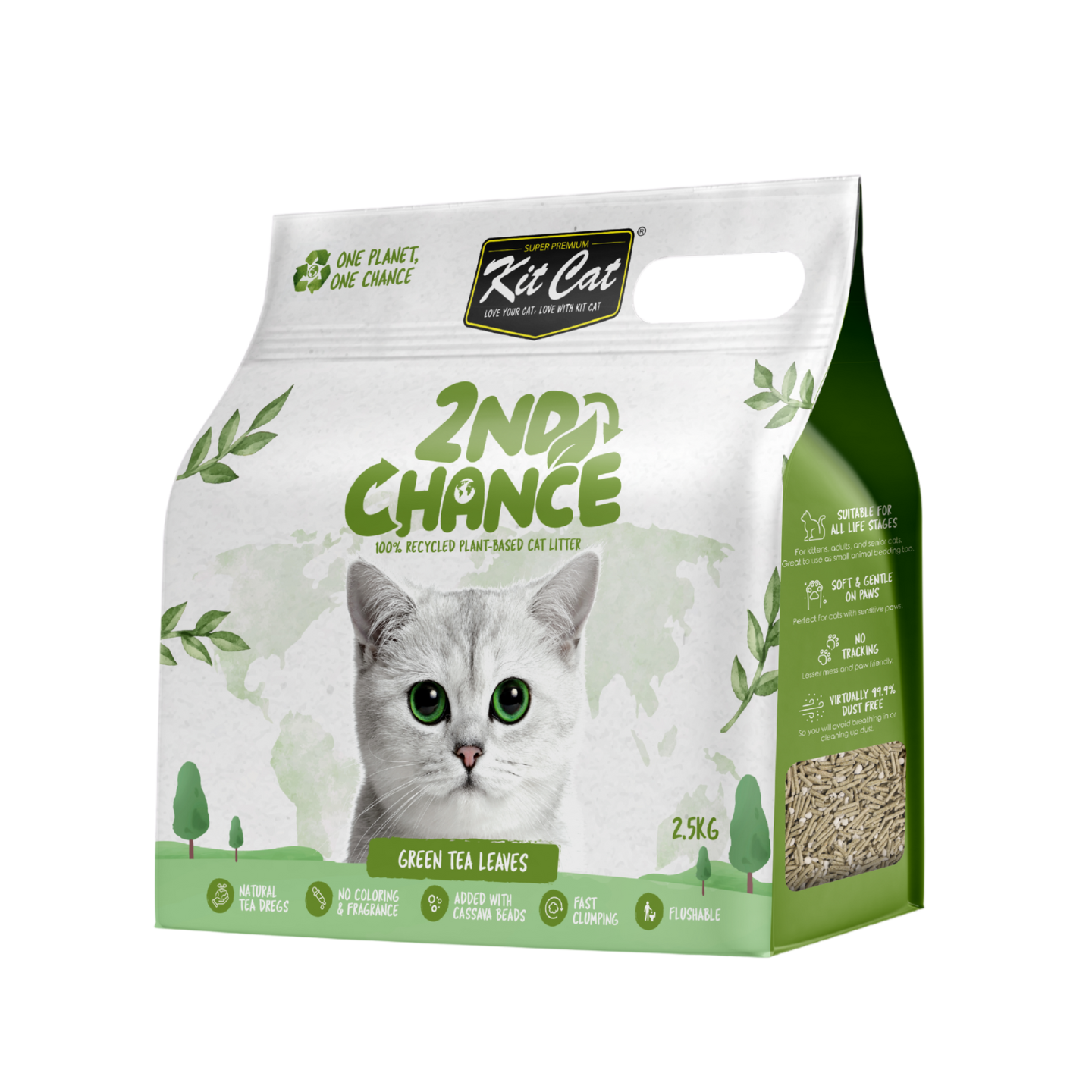 [6 Packs] Kit Cat 2nd Chance Green Tea Leaves Cat Litter (2.5kg)