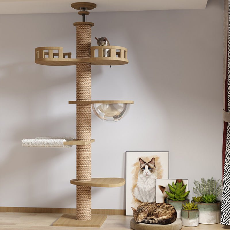 Solid Wood Ceiling Cat Condo C (250‑270 cm) w/ Space Capsule