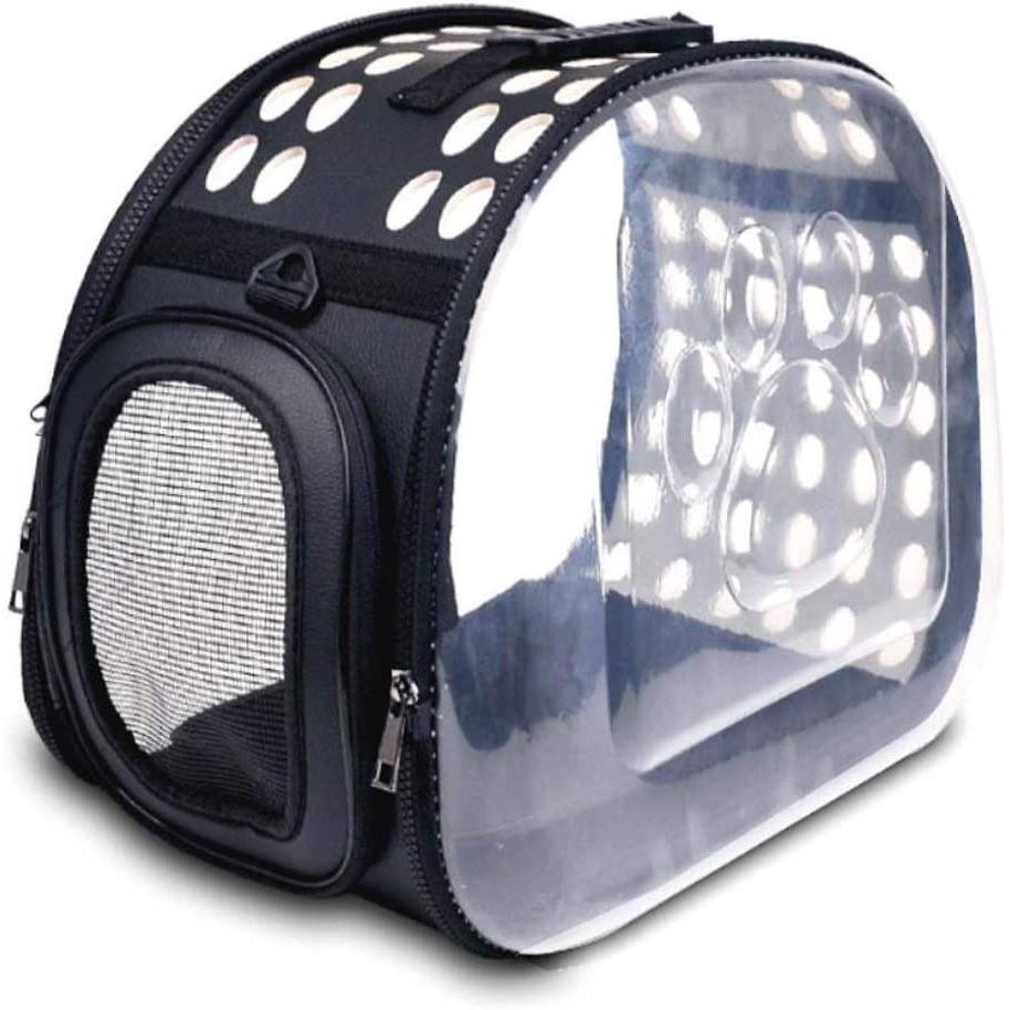 Transparent Sling Pet Carrier (Black) – Foldable Travel Bag for Pets