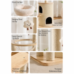 Aura Cozy Loft Solid Wood Cat Tower – 134cm