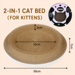 50cm Multi-Purpose Round Cat Nest Bed with Bell & Durable Scratching Board