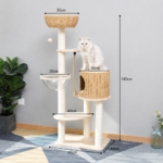 Luna Loft Premium Solid Wood (140 cm) Cat Condo – Large Cat Tree Scratching House
