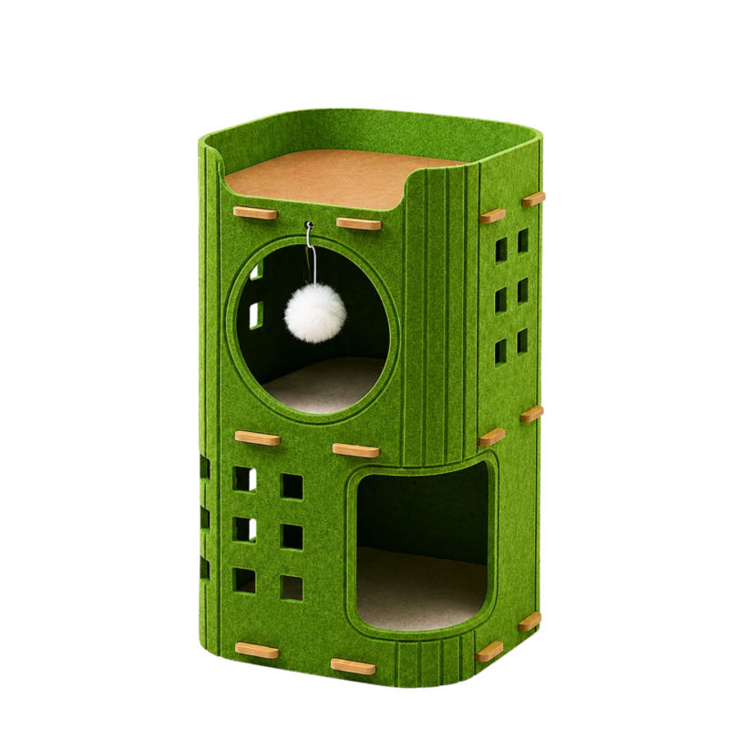 Matcha Square Premium Felt Cat House (2-Layer)
