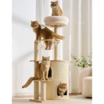 Aura Cozy Loft Solid Wood Cat Tower – 134cm