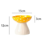 Colette Elevated Ceramic Pet Bowl – Yellow Mushroom Design (300ml) - Image 2